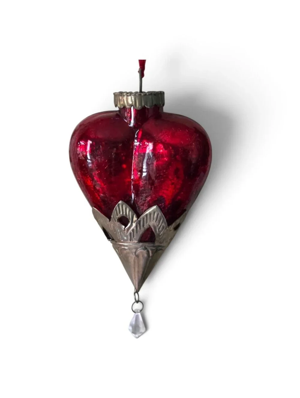 Red Heart Glass Hanging Ornament